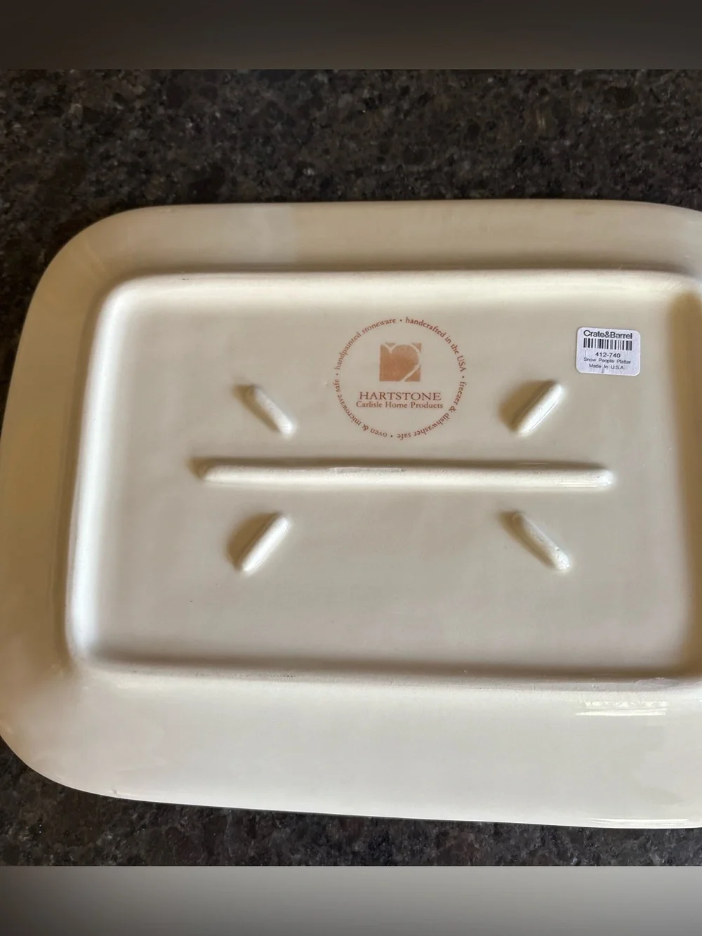 Hartstone Pottery for Crate and Barrel Snow People Platter Snowman Rectangular